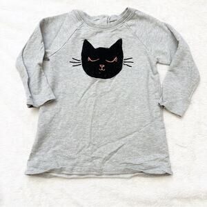 Baby Gap Black Cat Tunic sz 2 Gray Sweatshirt Top